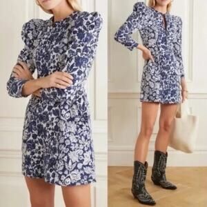 Ulla Johnson Wren Floral Patchwork Zip-Front Mini Dress